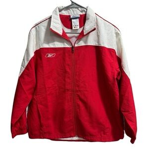 REEBOK Windbreaker Warm‎ Up Track Jacket Full-Zip Red/White Size XL